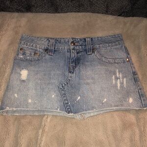 Hydraulic Vintage Worn & Torn Denim Skirt, size 5/6
